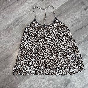 Womens Guess Leopard Print Semi Sheer Halter Size large Blouse/ Top